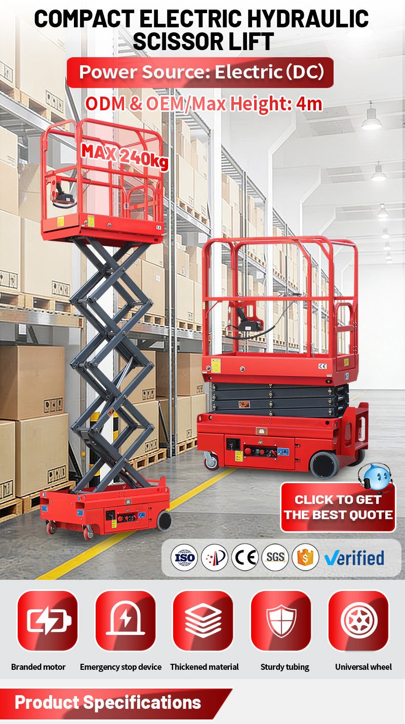 3m 4m 19 foot Mini Compact Electric Scissors Lift Platform Table Indoor Facility Repair