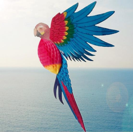 Home Furnishings Party Decoration Large Animal Simulation Paper Carving Bird Parrot Honeycomb Paper Crafts