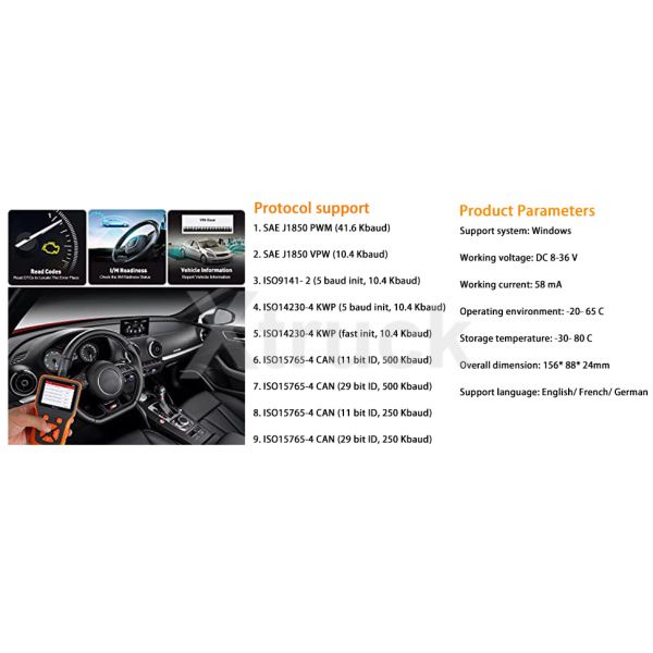 Xtruck Y09 Bluetooth OBD2 Scanner with Color Screen for 1996+ Vehicles and 12V Compatibility