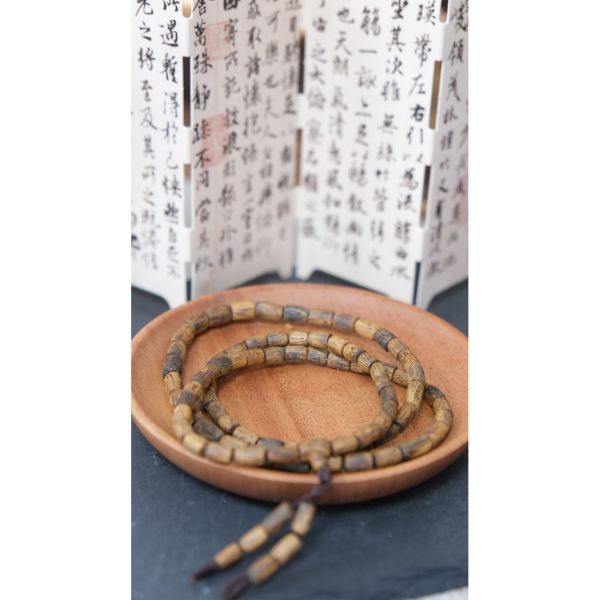 Hainan Green Qinan Agarwood Tube Bead Bracelet
