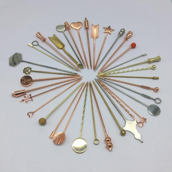 304 Stainless Steel Cocktail Pins Swizzle Stick for Reusable Small Paddles Custom Pins