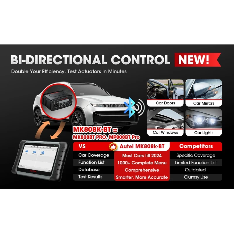 Autel MaxiCOM MK808KBT PRO OBD2 Scanner Automotivo Car Diagnostic Scan Tool MK808K-BT OBD 2 Code Reader Key Coding Activ