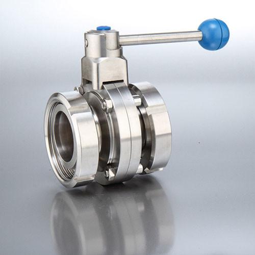 Sanitary Stainless Steel Welded Butterfly Valve Female Thread Connection