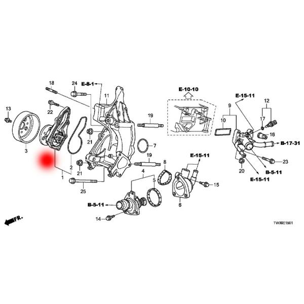 OEM 19200-R40-A01 19200R40A01 Водный насос для HONDA ACCORD VI ((CU) 2.4I ((CU2)