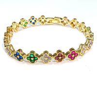Bracelet de tennis en cuivre arc-en-ciel en or OEM ODM Bracelet de tennis en zirconie cubique
