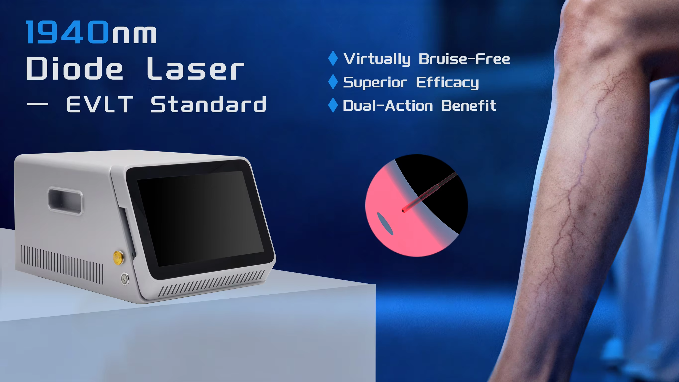 Evlt Phlebology Endovenous Laser 1940nm Fiber Veins Laser Machine