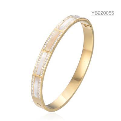 Women'S Enamel Stainless Steel Bangles Noble Classic Diamond Gold Buckle Bracelet