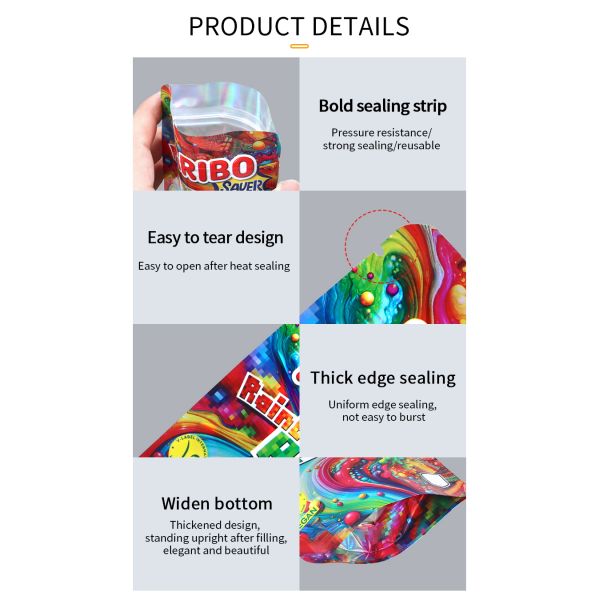 Customizable Size Custom 3.5 Exotic Printed Zipper Bag Smell Proof Cali Packs Mylar Bags 1g 7g 28g Cookie Herb Packaging