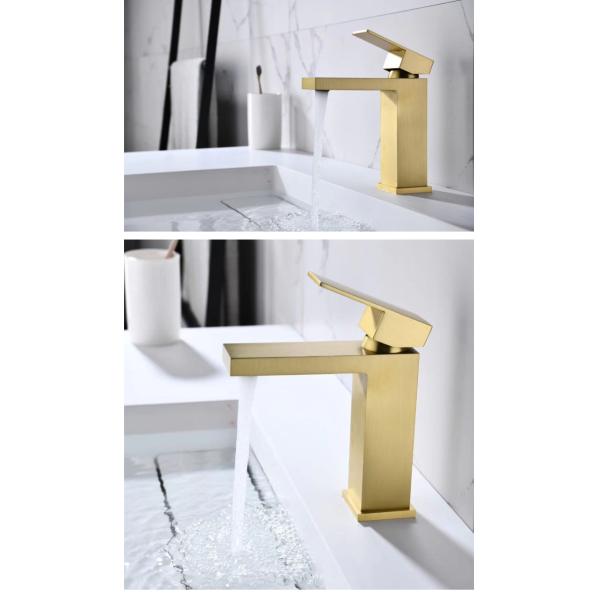 Basin Bathroom Sanitary Ware Faucet Tap Square Deck Mounted Water Gold Faucet