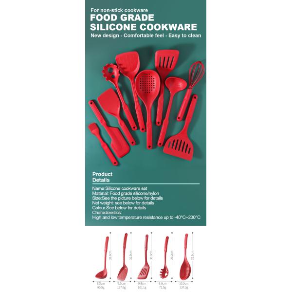 Reusable Seamless Silicone Cooking Utensils Set With SS Core