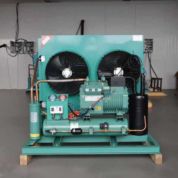 The 20HP  Bitzer Semi-enclosed Condensing Unit with a H-shaped Condenser Is Suitable for Large-scale Cold Storage Facilities.