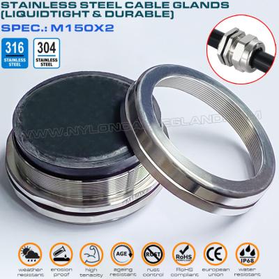 M150x2 Metric Cable Gland Stainless Steel 316, Cable Gland IP68 Stainless Steel 316L Waterproof Connector Inox 304 for 110-125mm Cables