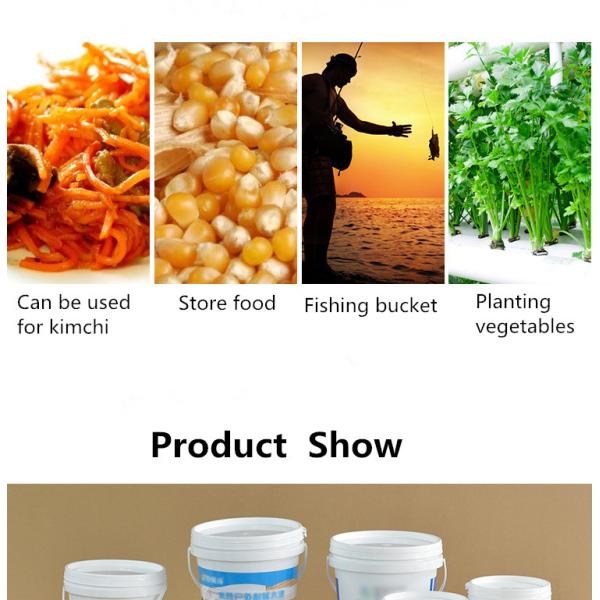 Поставленная круглая пластиковая ведра объемом 4 л для упаковки химической жидкости и образца