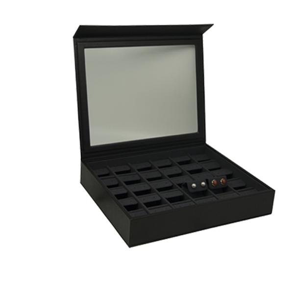 Black Pu Jewelry Display Tray , Rigid Surface Window Display Rack Free Logo