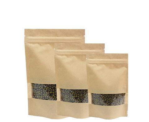 Resealable Stand Up Plastic laminated kraft food paper bag with zipper for cookies/coffee/chocolate/tea/chips