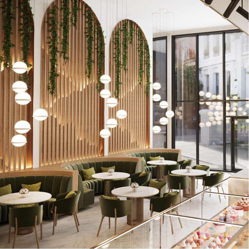 Custom Made Hotel Restaurant Fast Food Commercial Half Round Circle Booth Seating and Dining Chairs Furniture