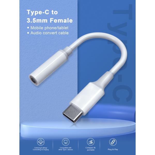Белый тип тип кабеля c Usb OCC 10-13cm c аудио к наушникам Джек 3.5mm