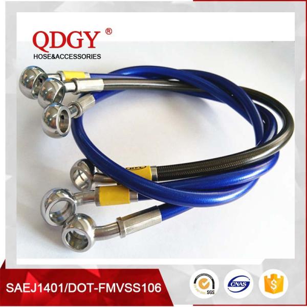 DOT FMVSS106 approved 1/8 SAE J1401 standard colored stainless steel braided brake hose, braided bra