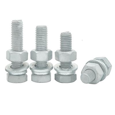 Galvanized Steel Full Threaded Hexagon Bolts Screw M8 M16 Zinc Plated Fasteners 5/8 Class 4.8 for Medium Carbon Steel