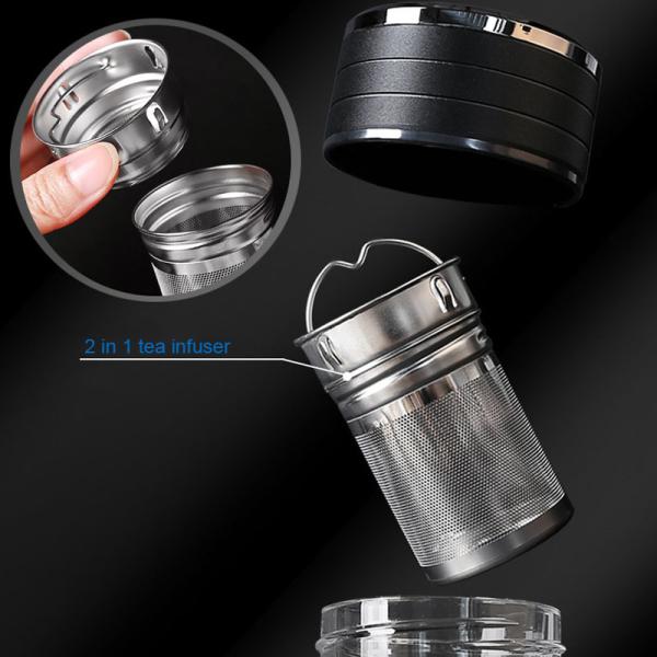 BPA FREE Insulation Glass Tea Bottles With Stainless Steel Tea Strainer