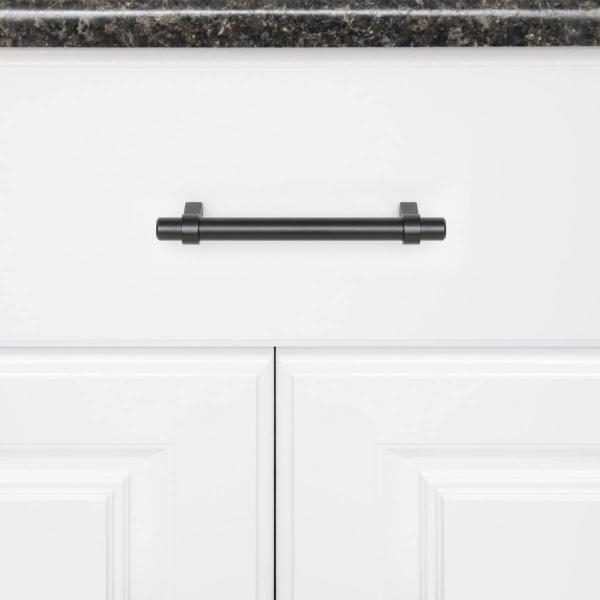 6.63 дюйма из нержавеющей стали прямая панель кабинета ручка 5-дюймовый отверстие центр плоский черный