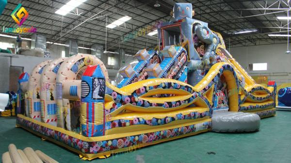 Cartoon Inflatable Play Park For Toddlers / Indoor Inflatable Theme Park