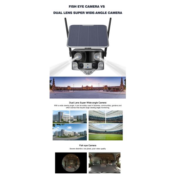 Eight Million Horizontal Articulation Outdoor Solar Camera Wifi Dual Lens CCTV Camera