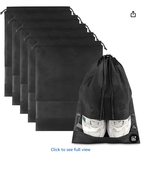 Large Travel Shoe Bags - 5 Pcs with Clear Window, Non-Woven Drawstring, 12.6" X