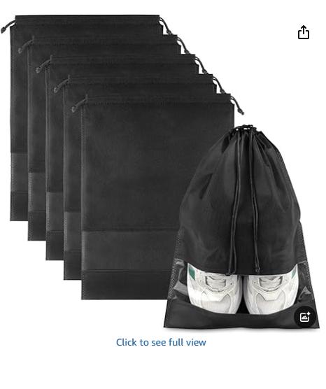 Large  Travel Shoe Bags - 5 Pcs with Clear Window, Non-Woven Drawstring, 12.6 X 17.3 for Men Women