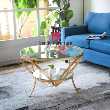Стеклянная рамка золота журнального стола, современный круглый стеклянный журнальный стол для Адвокатуры/гостиницы