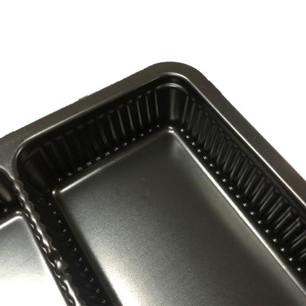 Four Compartments Food Contact Safe Black PP Serving Tray
