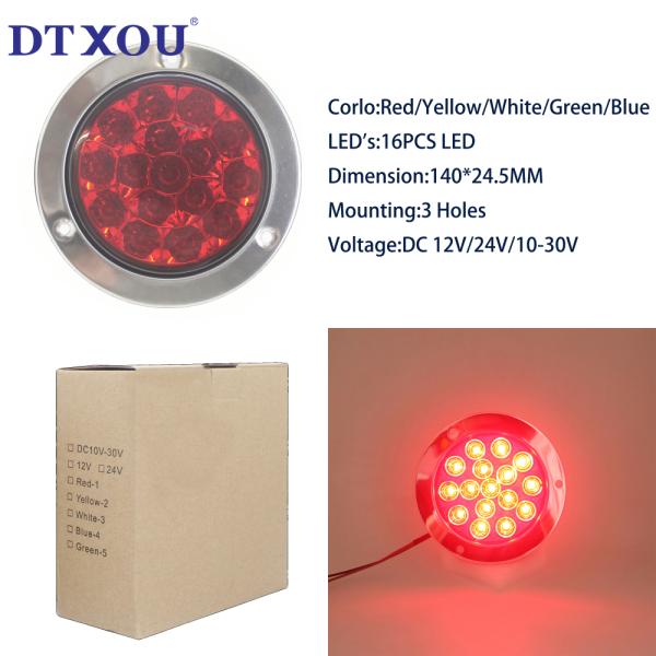 Auto Tail Lamp Truck LED Rear Tail Light Red round trailer Stop light Tail Turn signal light