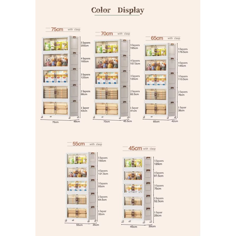 Home Transparent Clothing Folding Stackable Door Open Storage Cabinets  Storage Boxes & Bins  Storage Organizer