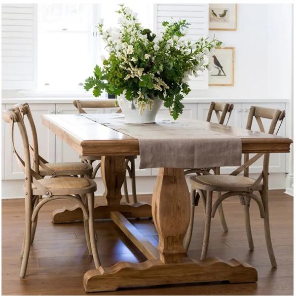 Modern Wooden Dining Chair with Woven Rattan Customizable Colors