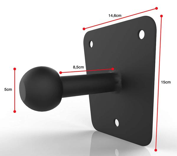 Matte preto em pó revestido de aço carbono porta-bicicletas parede montar bracket cabeça de bola preto