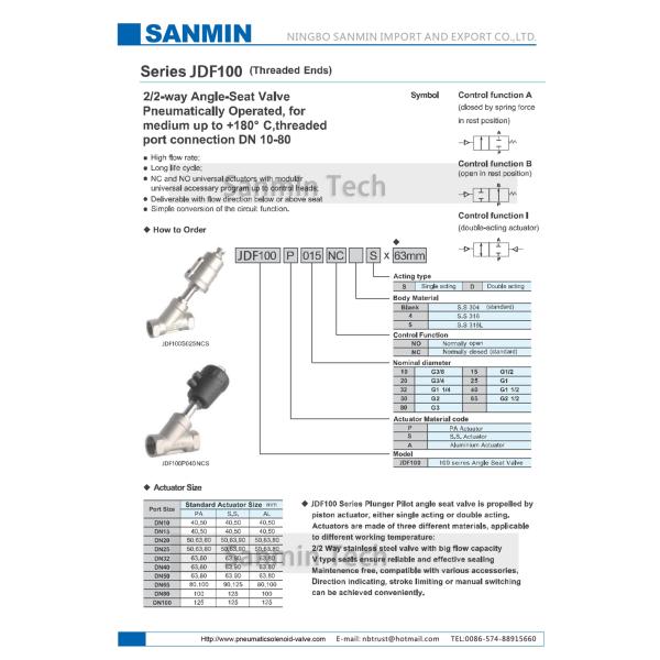 Модулирующая лампа поршеня привода клапана места угла нержавеющей стали пути JDF100 2 пневматическая для газа масла воздуха