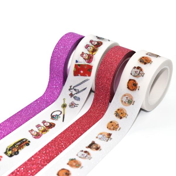 Self Adhesive Glitter Washi Tape For Gift Wrapping