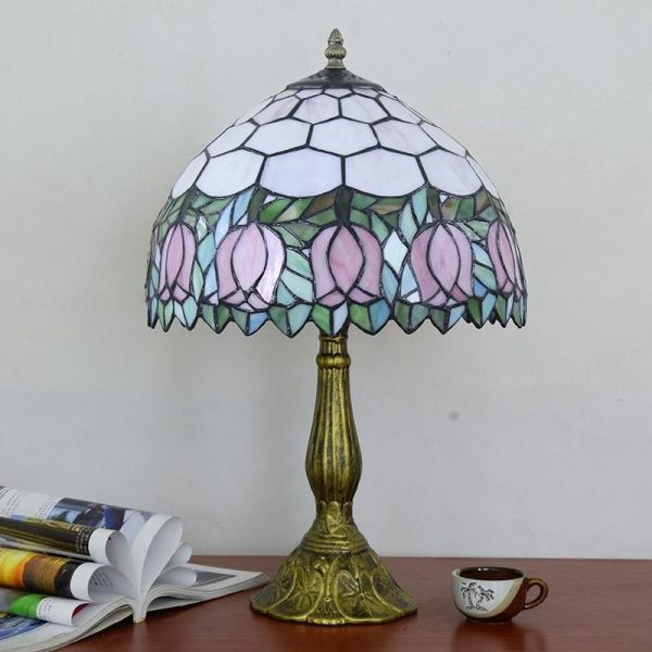 Flower Lampshade Table Lamp Aolly Base Bedroom art deco lamp(WH-TTB-68)