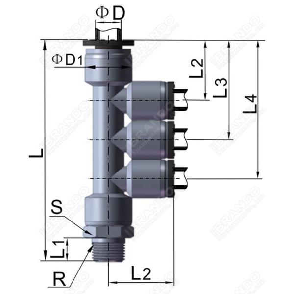 PKB Male Triple Branch Plastic Pneumatic Hose Fittings 1/8'' 1/4'' 3/8'' 1/2''