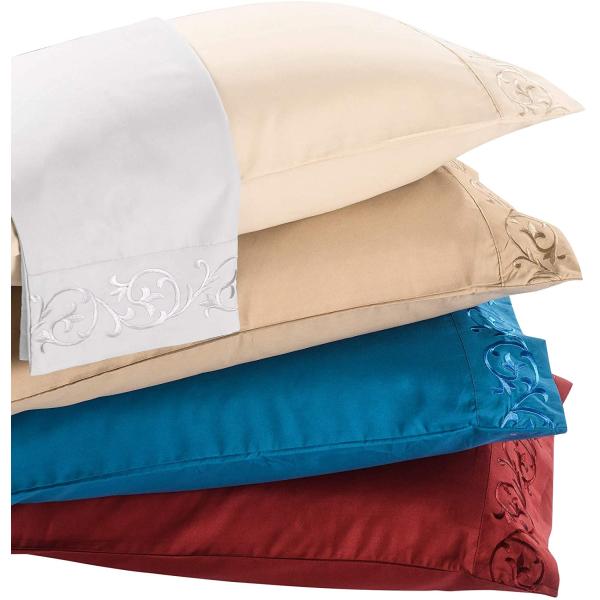 NO Filling Elegant and Modern Scroll Flowers Embroidered Sheet Set 4pcs 100% Polyester