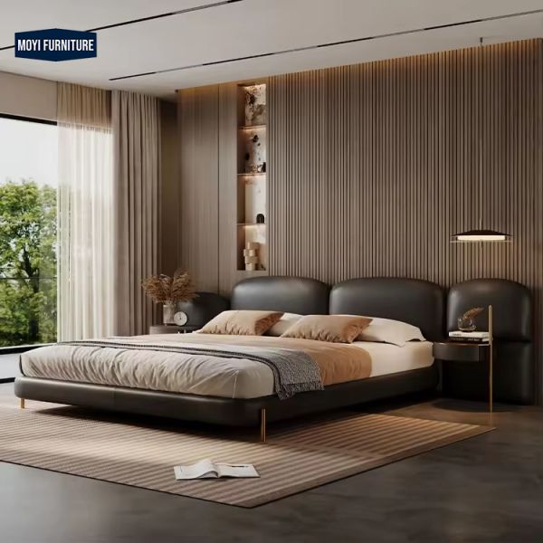 Modern Bedroom Velvet Platform Bed Set Full Size Frame Upholstered Beds King Size Furniture Design