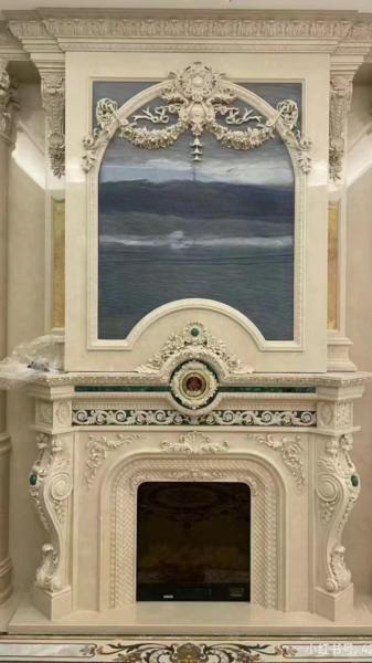European Style Modern Indoor Fireplace Customized Natural Marble Nordic Italian Style with Fireplace for Living Room