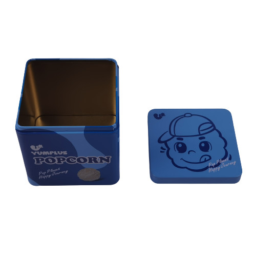 Square Empty Popcorn Tin Container Christmas Holiday Popcorn Gift Tin Packaging