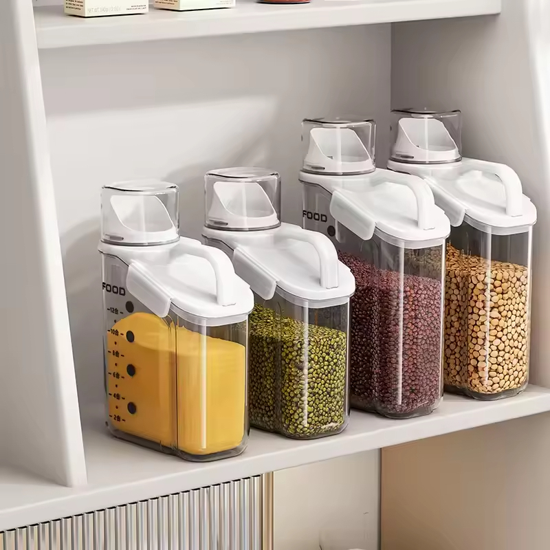 New Arrival Measurement Scale Clear Acrylic Grain Dispenser Airtight Moisture-Proof Food Storage Container for Rice Cereal Oats
