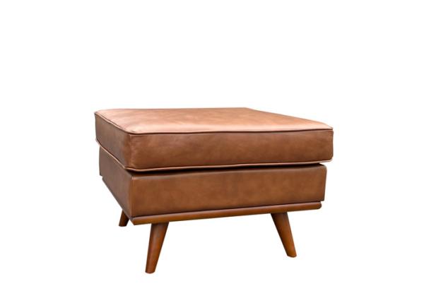 Sponge Padded Seat Leather Footstool Ottoman Top Grain Genuine Leather Footstool