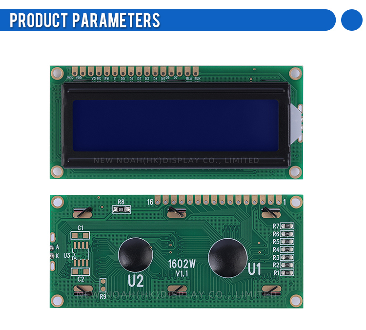 Russian Blue Film White Letters 1602W STN High Frame 12MM ST7066U Character Display Screen