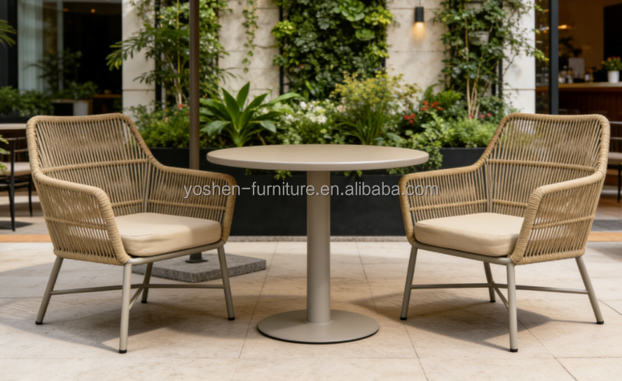 Cozy Modern Rattan Chair with Cushion & Metal Frame for Balcony Deck Garden Patio