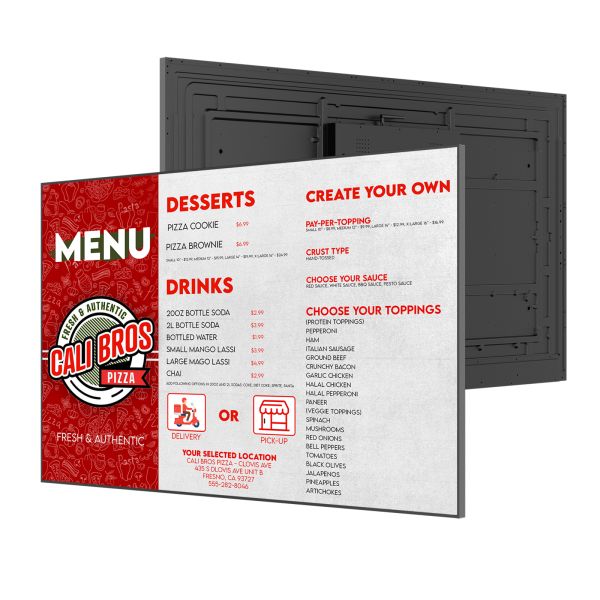 Commercial Digital Menu Boards 55 Inch Indoor LCD Digital Signage Display 4K UHD Advertising Screen