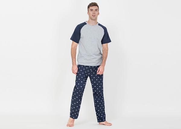 Two Piece Mens Luxury Sleepwear 100% Combed Cotton Jersey Pyjamas Classic Style