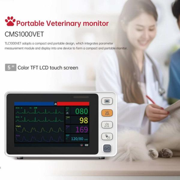 Portable CMS1000Vet Veterinary Monitor Animals Hospital Vital Sign Vet Patient Monitor Systems Veterinary Monitoring Devices
